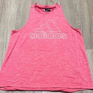 adidas Heathered Coral-Pink Women's Athletic Tank Top with Logo